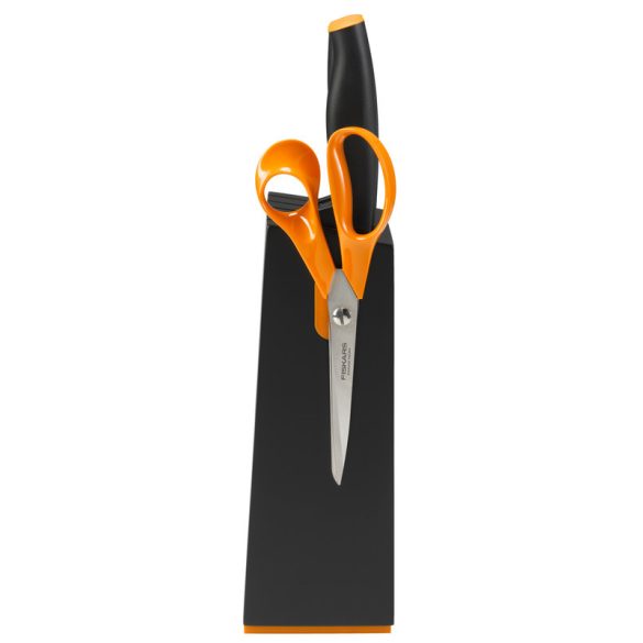 Fiskars Functional Form késblokk 5 késsel fekete Ajándék köténnyel