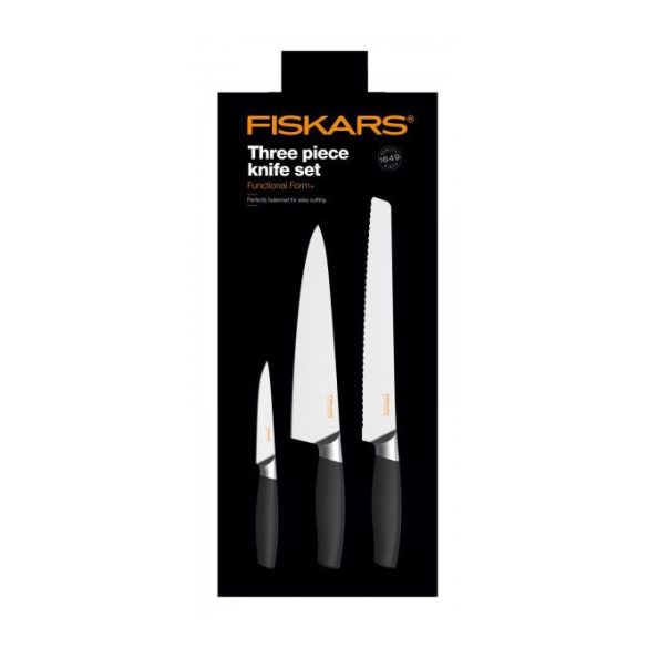 Fiskars Functional Form+ 3 részes kés szett (Kenyérvágó kés 23cm +Szakácskés 20cm +Hámozókés 11cm)