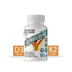 Natur Tanya Szerves D3 és K2-vitamin. Természetes, fermentált K2-vitamin (menakinon-7) és maximális 4000 NE bioaktív D3-vitamin, antioxidáns E-vitaminnal