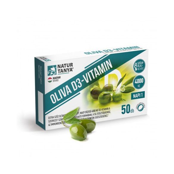 Natur Tanya OLIVA D3-vitamin. 4000 NE Quali-D aktív D3-vitamin természetes extra szűz olívaolajban oldva, 50 db 